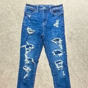 American Eagle By Payless Ripped Blue Jeggings